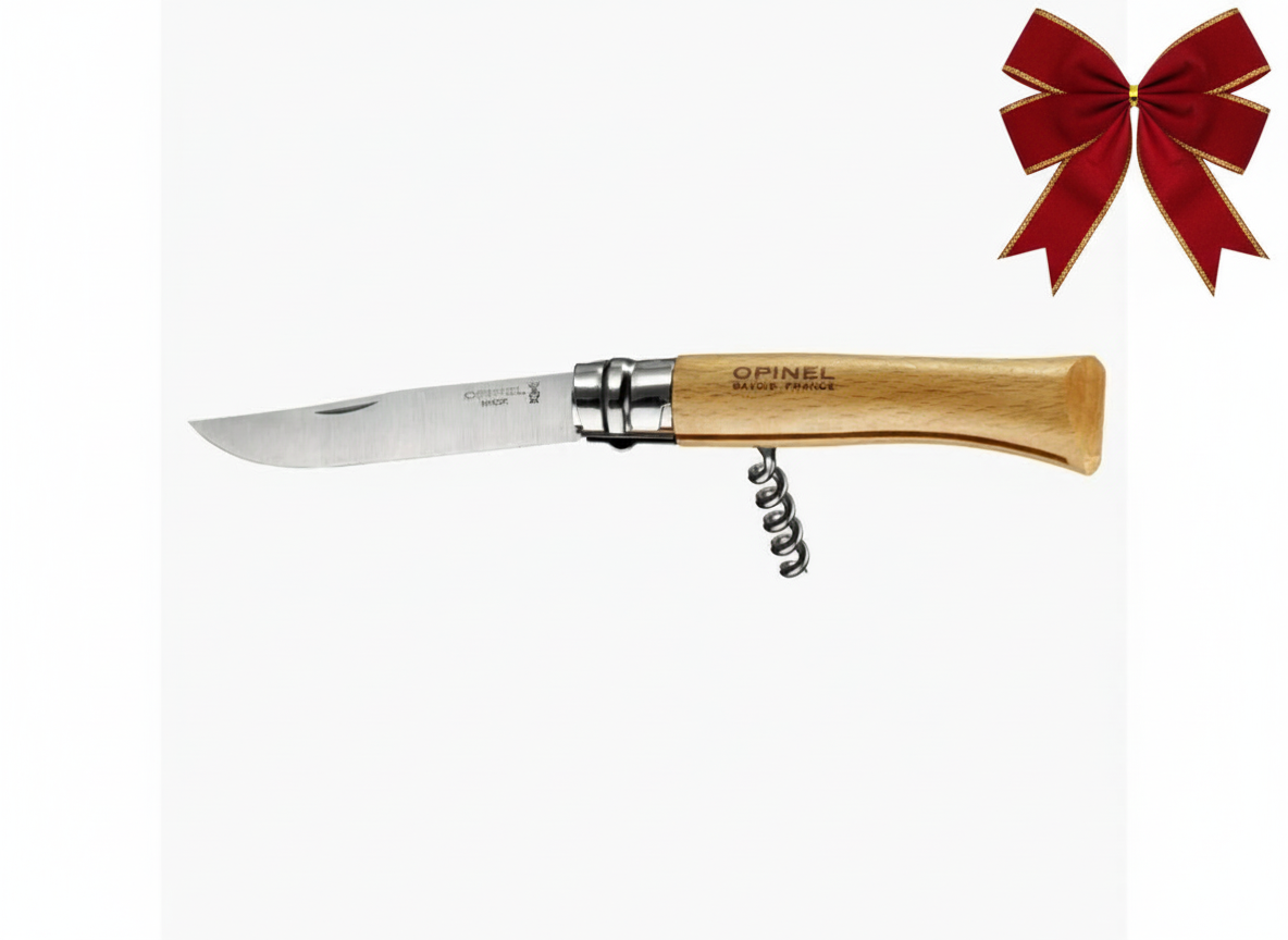 Couteau n10 – Inox – Hêtre – Opinel – Tire-bouchon