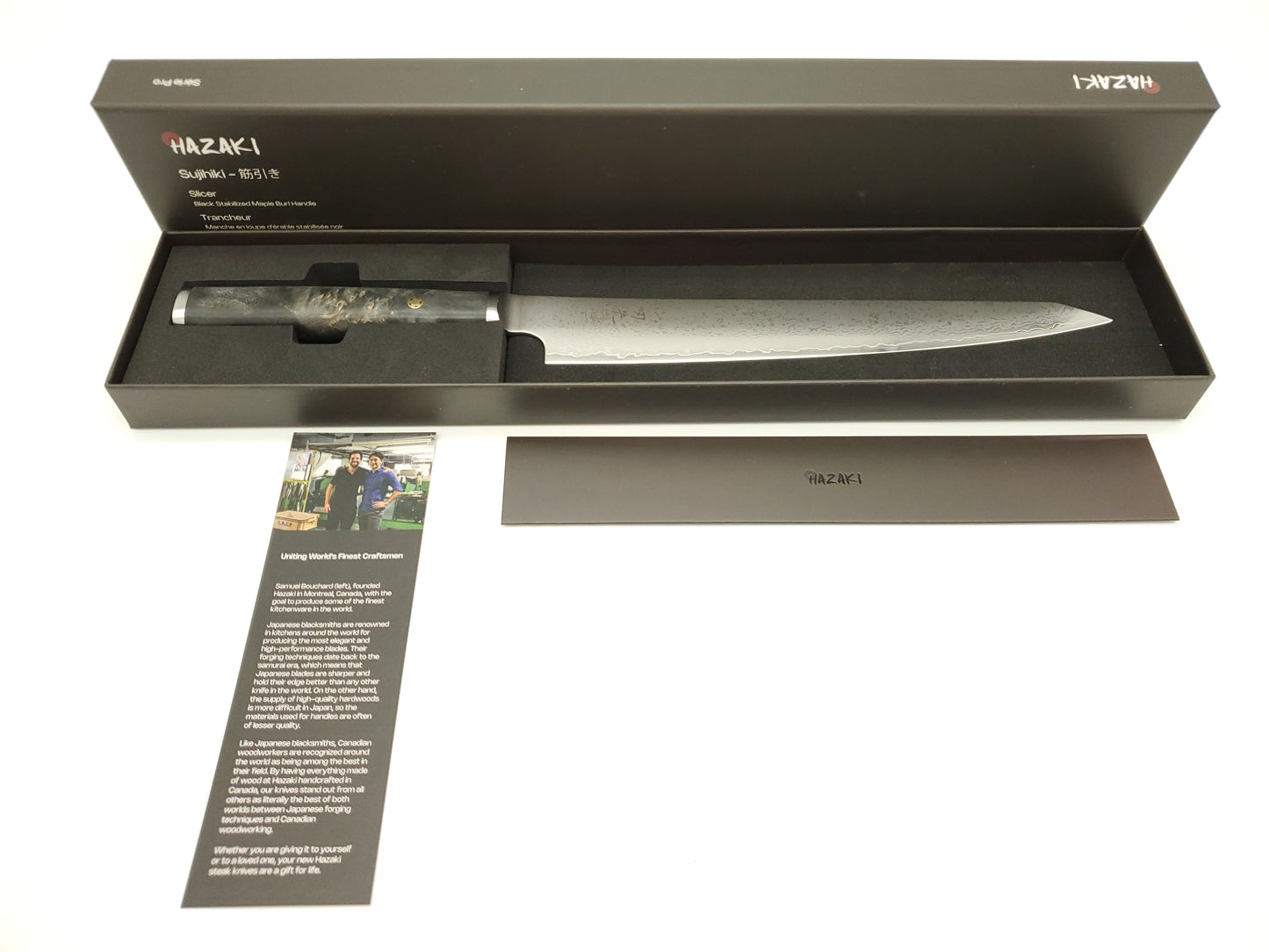 9.5” Slicer - VG10 - Black maple burl - Hazaki