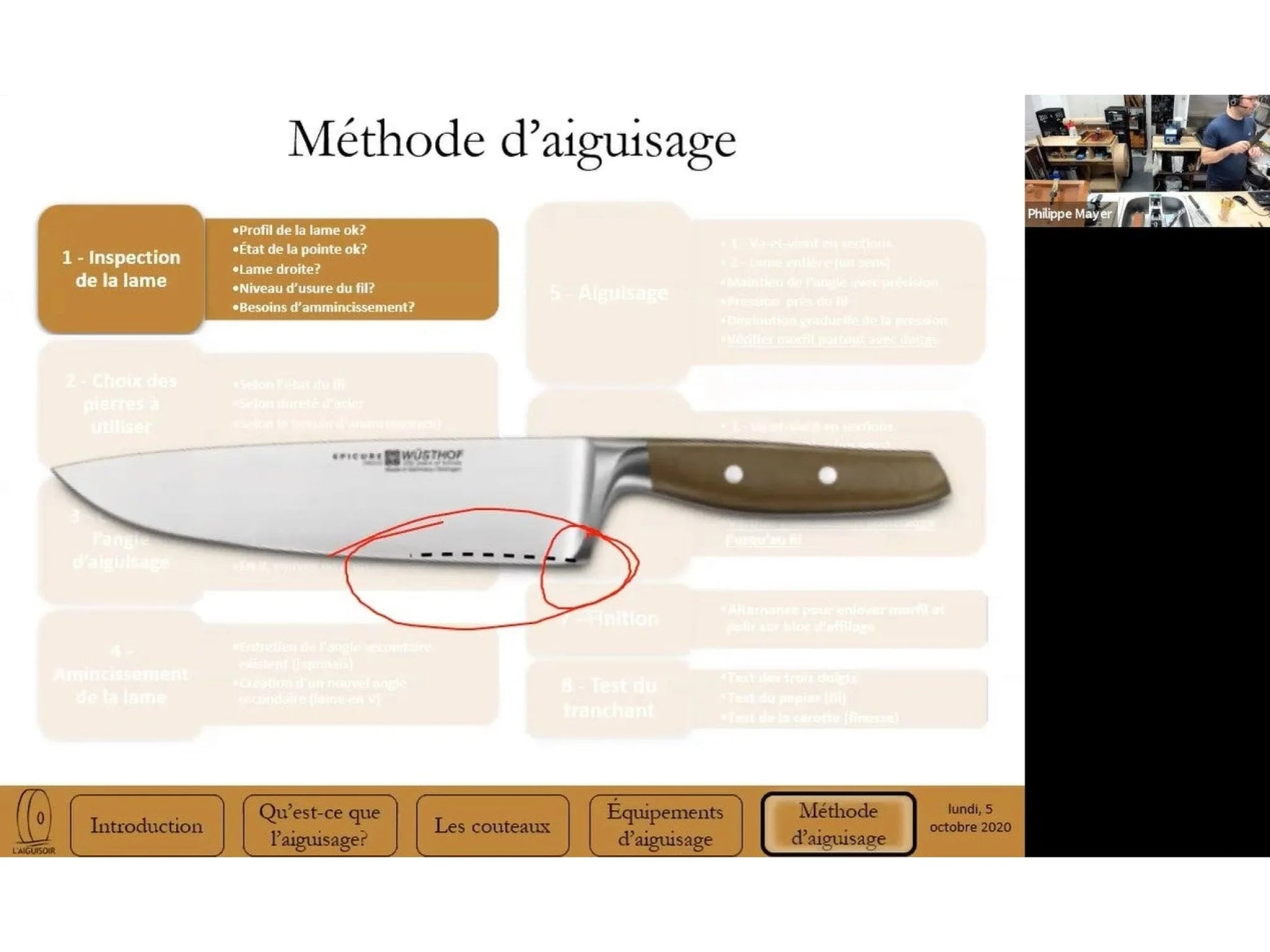 Cours d’aiguisage en ligne (enregistrement) - 3 heures