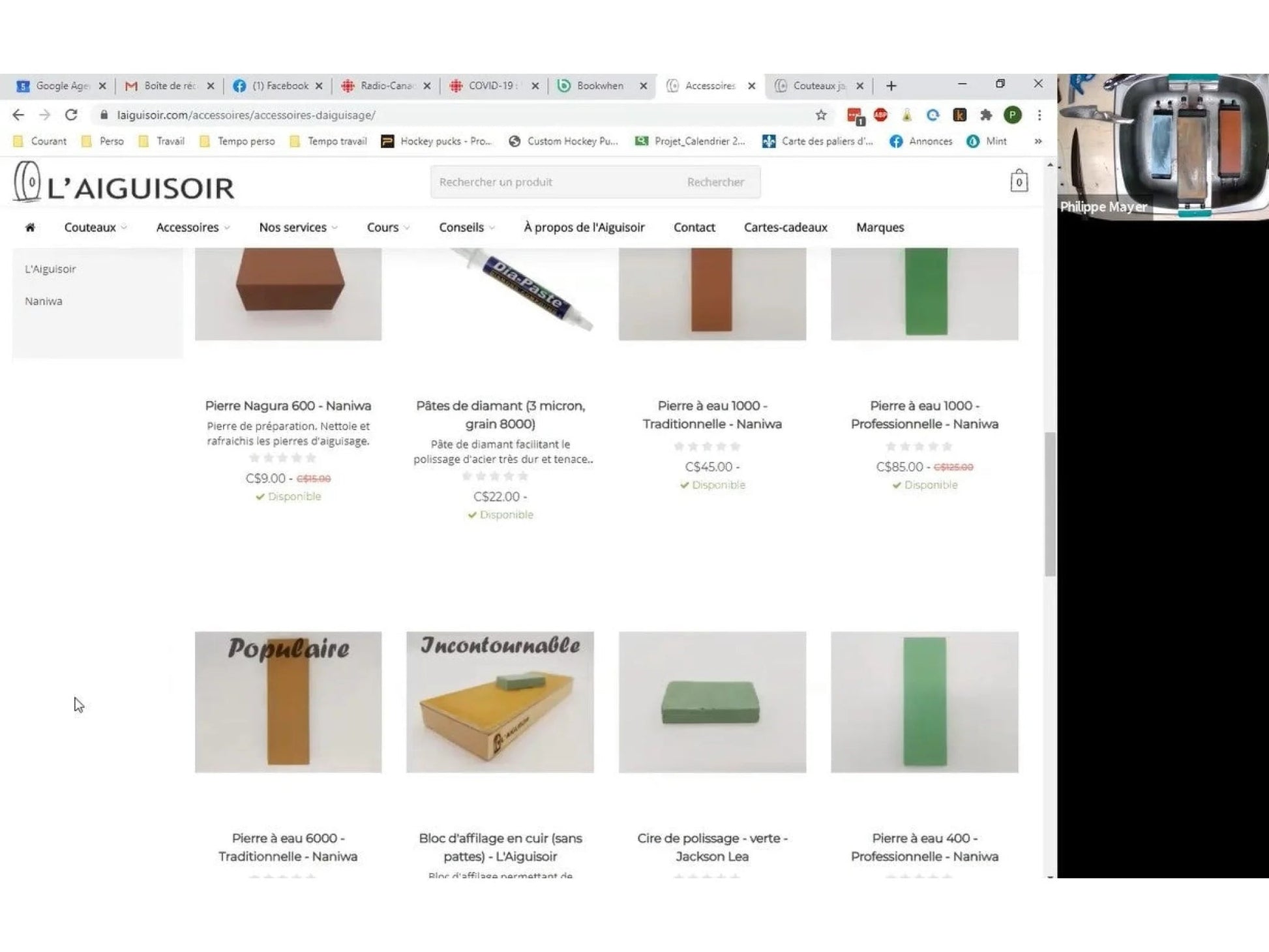 Cours d’aiguisage en ligne (enregistrement) - 3 heures