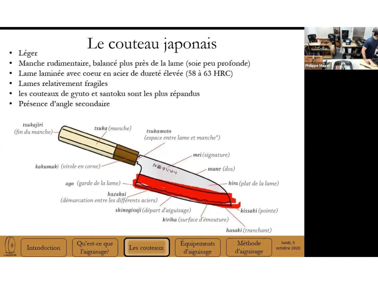 Cours d’aiguisage en ligne (enregistrement) - 3 heures