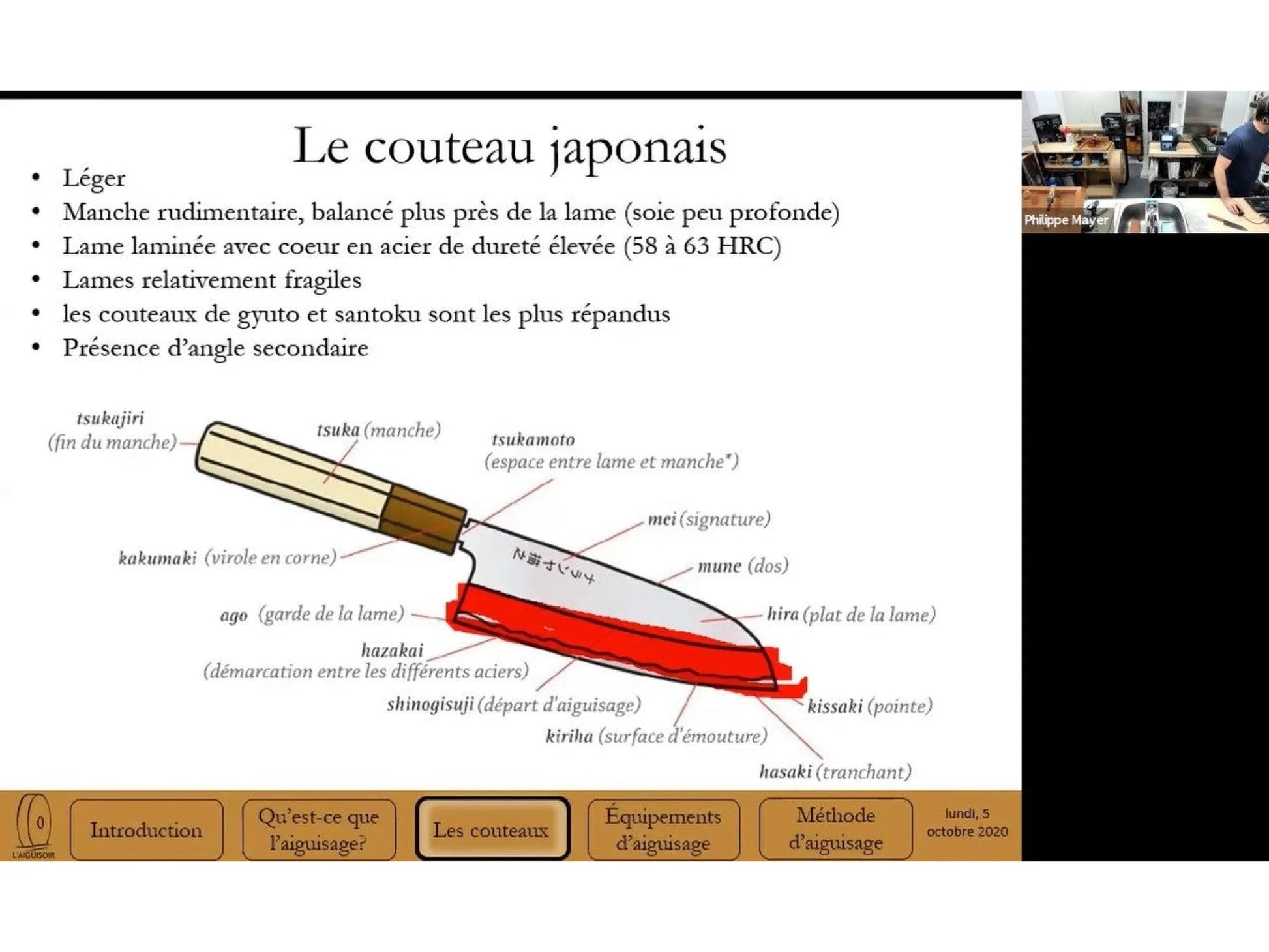 Cours d’aiguisage en ligne (enregistrement) - 3 heures