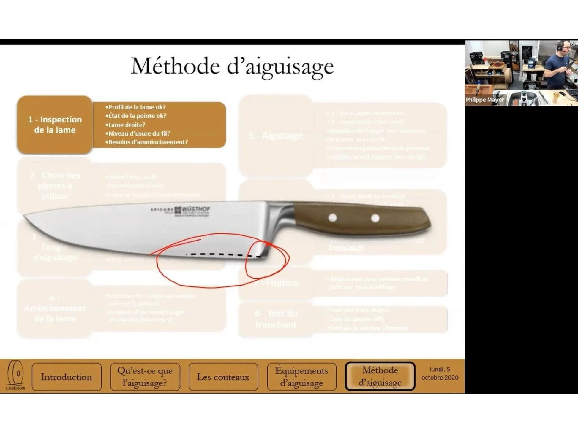 Cours d’aiguisage en ligne (enregistrement) - 3 heures