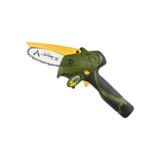 Mini tronçonneuse électrique ALPEN + 1 chaîne de rechange supplémentaire avec 2 batteries 14.4V (2x 2.6Ah) et powerpack