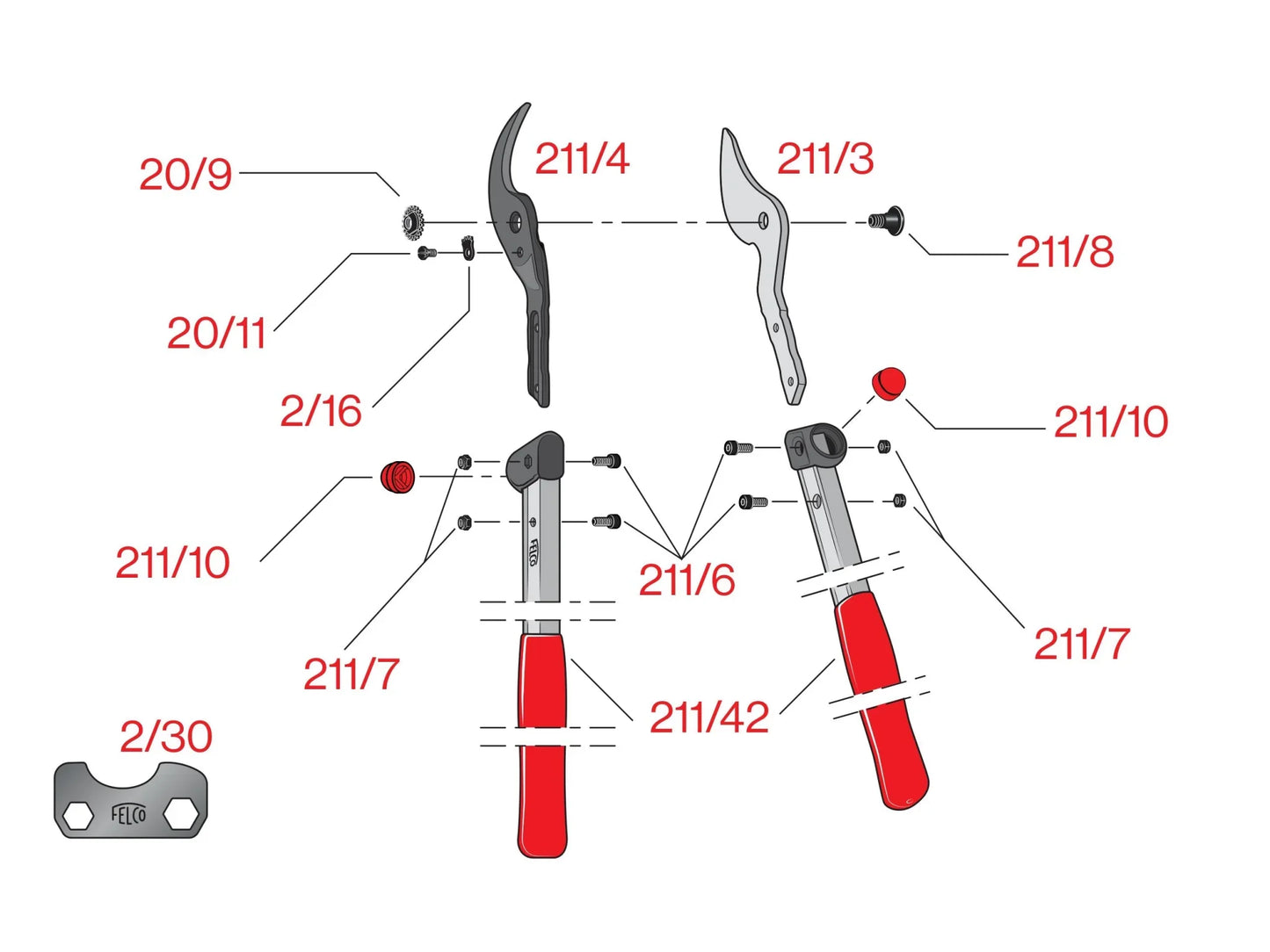 Felco 211-60 - Elagueur – Longueur 60 cm – Tête